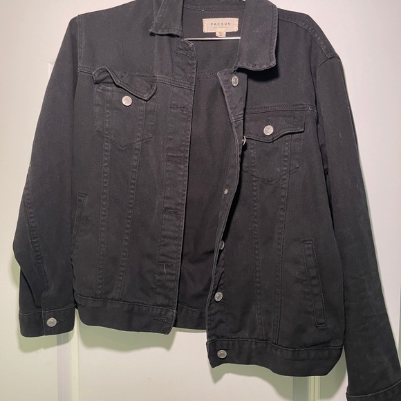 Black PacSun Denim Lace-Up Jacket Size Medium - Picture 2 of 4